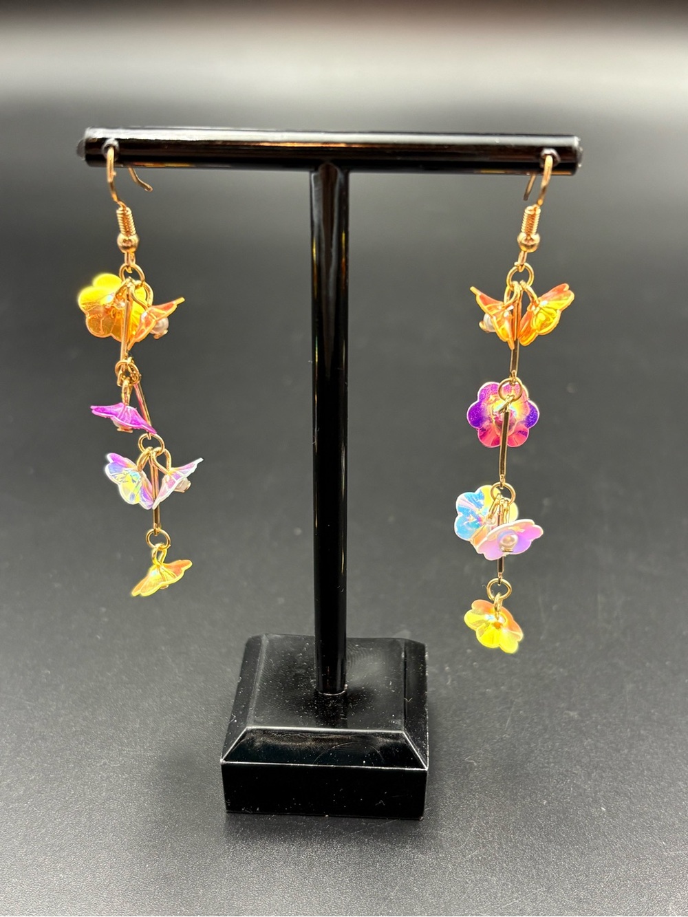 2/$10 Multicolor Floral Dangle Earrings